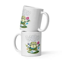 Cana ceramica cu ilustratie simbolica , Design inedit si expresiv , 330 ml
