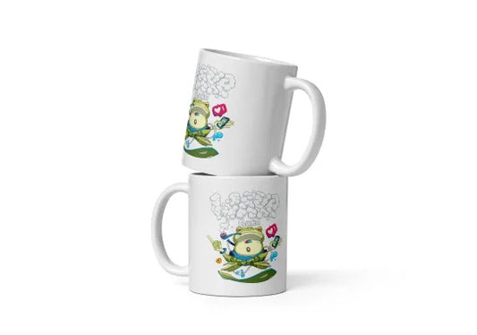 Cana ceramica cu ilustratie simbolica , Design inedit si expresiv , 330 ml