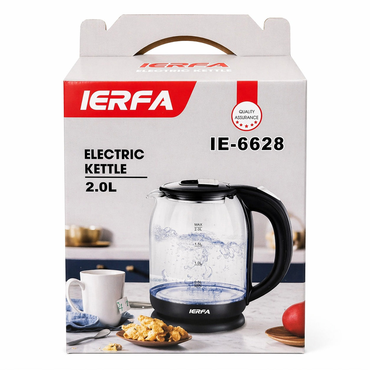 Cana electrica fierbere apa 2L, sticla, 23.5x19 cm, fierbator electric