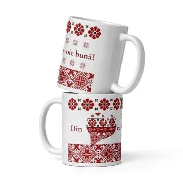Cana personalizata , Cadou special cu motive traditionale , 330 ml (11 oz)