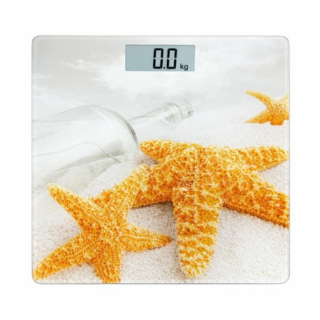 Cantar corporal digital cu display LED, platforma sticla securizata, model stele de mare