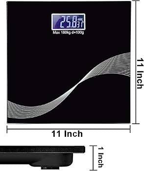 Cântar de baie digital din sticlă, negru, cu display LCD mare