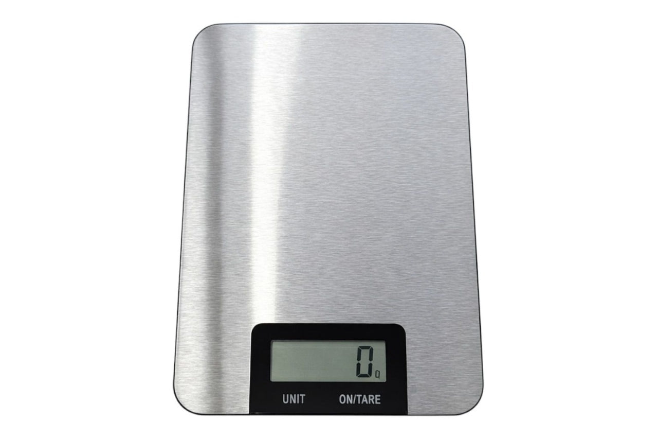 Cantar de bucatarie digital din otel inoxidabil, capacitate 5 kg, gri, afisaj temperatura si timer