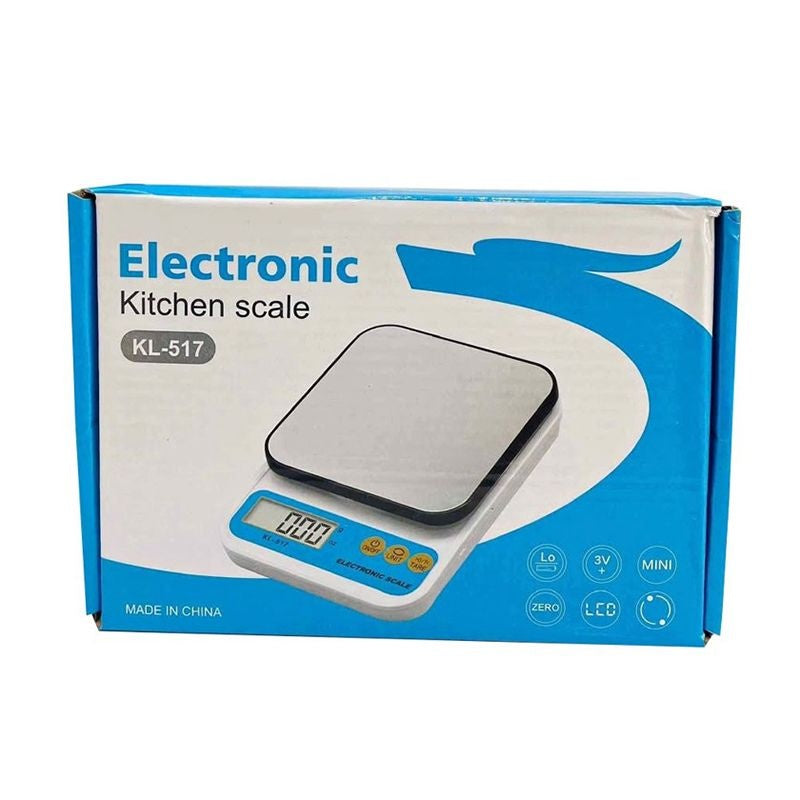 Cântar de Bucătărie Electronic Digital, Plastic și Metal, Argintiu și Albastru, Model KL-517