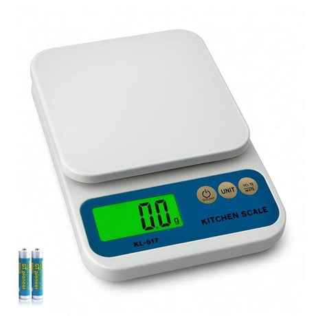 Cântar de Bucătărie Electronic Digital, Plastic și Metal, Argintiu și Albastru, Model KL-517