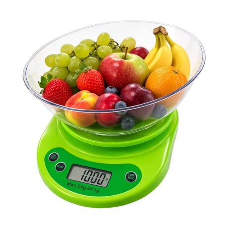 Cântar de Bucătărie Electronic din Plastic, Verde, Capacitate 5 kg
