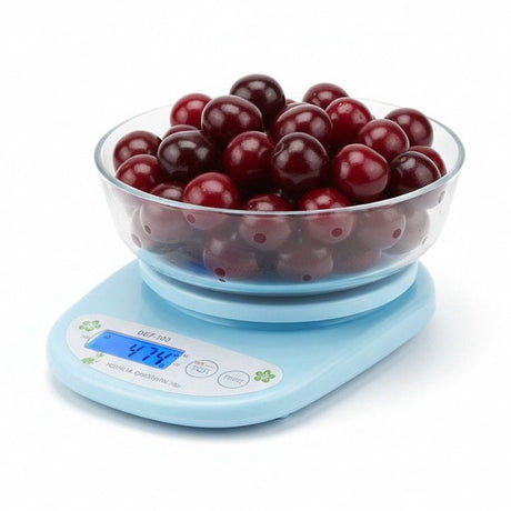 Cântar de bucătărie electronic, plastic, ecran digital, albastru