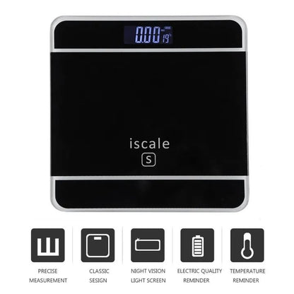 Cântar electronic de baie iScale, afișaj digital, argintiu, sticlă și plastic