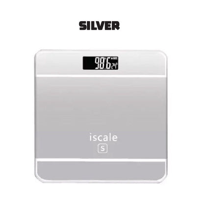 Cântar electronic de baie iScale, display touchscreen, material sticlă și plastic, argintiu metalic