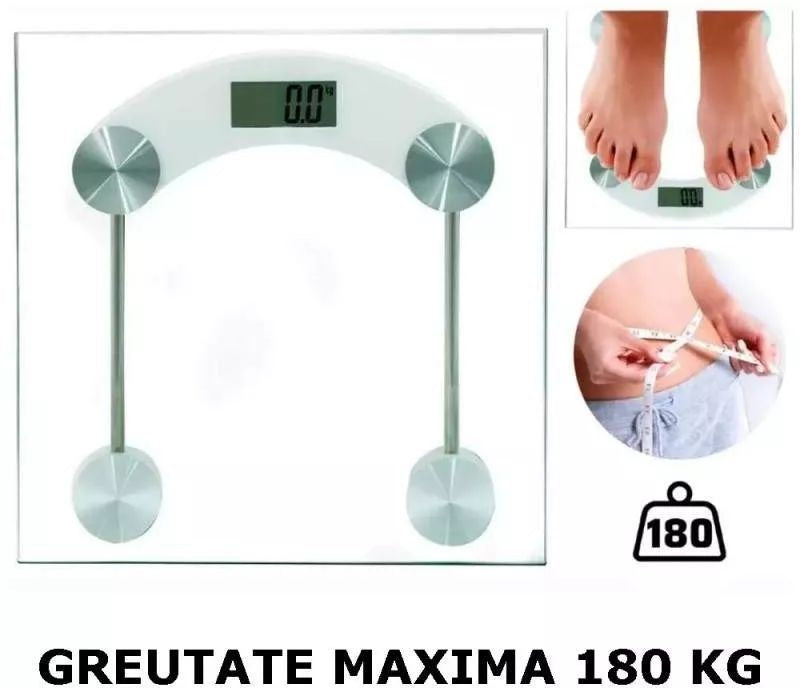 Cântar personal digital cu suprafață de sticlă, transparent