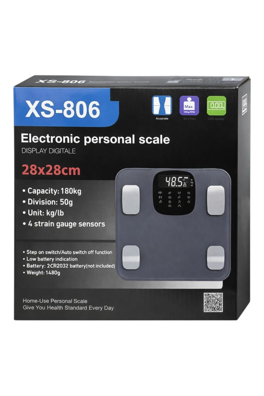 Cântar Personal Electronic cu Afișaj LCD, Capacitate 180kg, 28x28cm, Gri