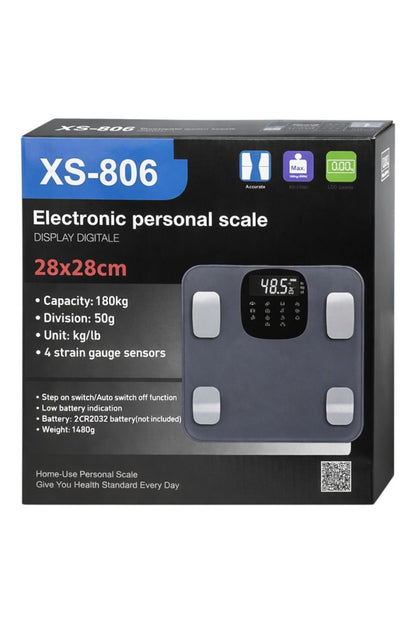 Cântar Personal Electronic cu Afișaj LCD, Capacitate 180kg, 28x28cm, Gri