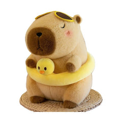 Capibara de Plus 30 cm cu Colac si Ratusca , Jucarie Pufoasa, Cadou Adorabil