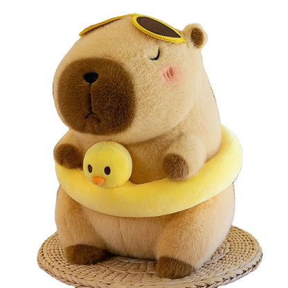 Capibara de Plus 30 cm cu Colac si Ratusca , Jucarie Pufoasa, Cadou Adorabil