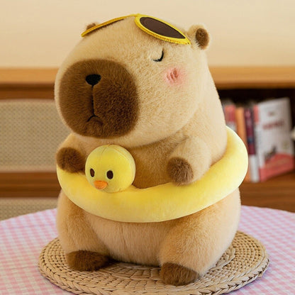 Capibara de Plus 30 cm cu Colac si Ratusca , Jucarie Pufoasa, Cadou Adorabil