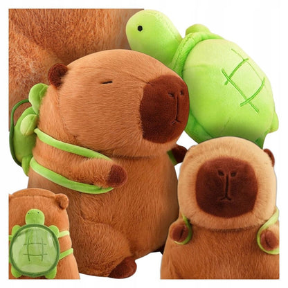 Capibara de Plus 30 cm cu Rucsac Verde , Jucarie Pufoasa Kawaii, Cadou Adorabil