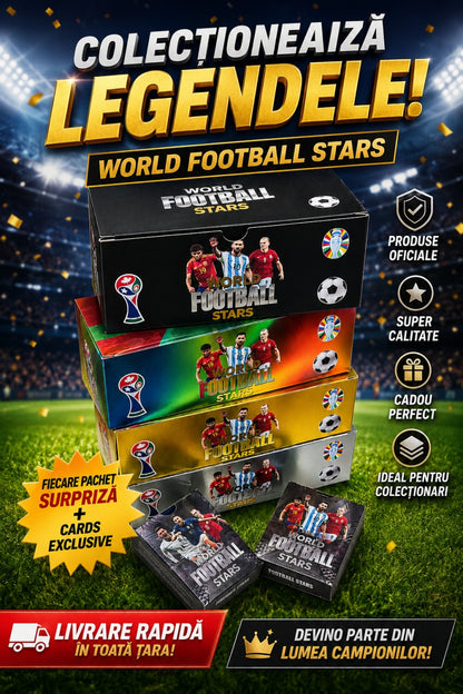 Carti cu World Football Stars, modele surpriza pentru copii si colectionari