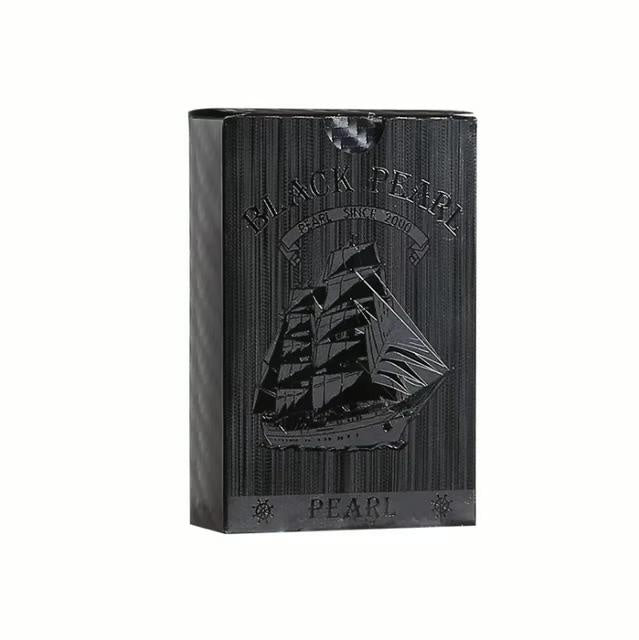 Carti de Joc Black Pearl Plastic 100% Negre Aurii , Design Tematic Nava Pirati