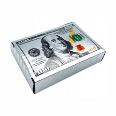 Carti de Joc Luxury cu Cutie Tip 100 USD, Set Premium Metalic, Poker Edition
