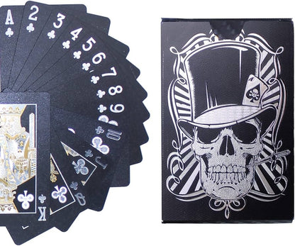 Carti de Joc Premium Negre Skull Edition, Impermeabile, Design Luxury pentru Poker