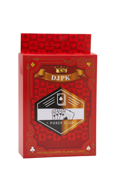 Carti de Joc Profesionale 100% Plastic Poker Club , Pachet Unic Rosu Index Jumbo