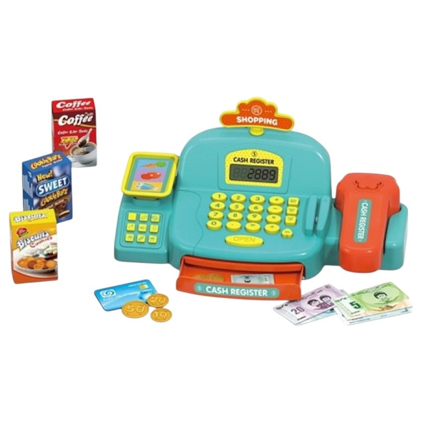 Casă de marcat interactivă din plastic cu sunete și accesorii, 21x11,5x11,5 cm