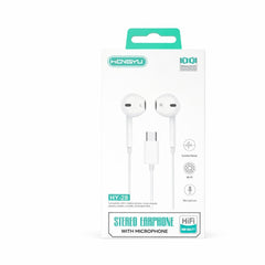 Căști audio cu fir Hongyu HY-28, USB Type-C, stereo Hi-Fi, cu microfon, albe