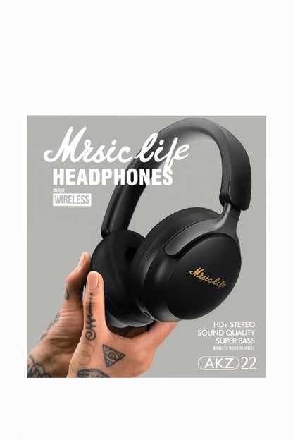 Casti Wireless AKZ 22 Over-Ear MusicLife, HD Stereo, Super Bass, Mov