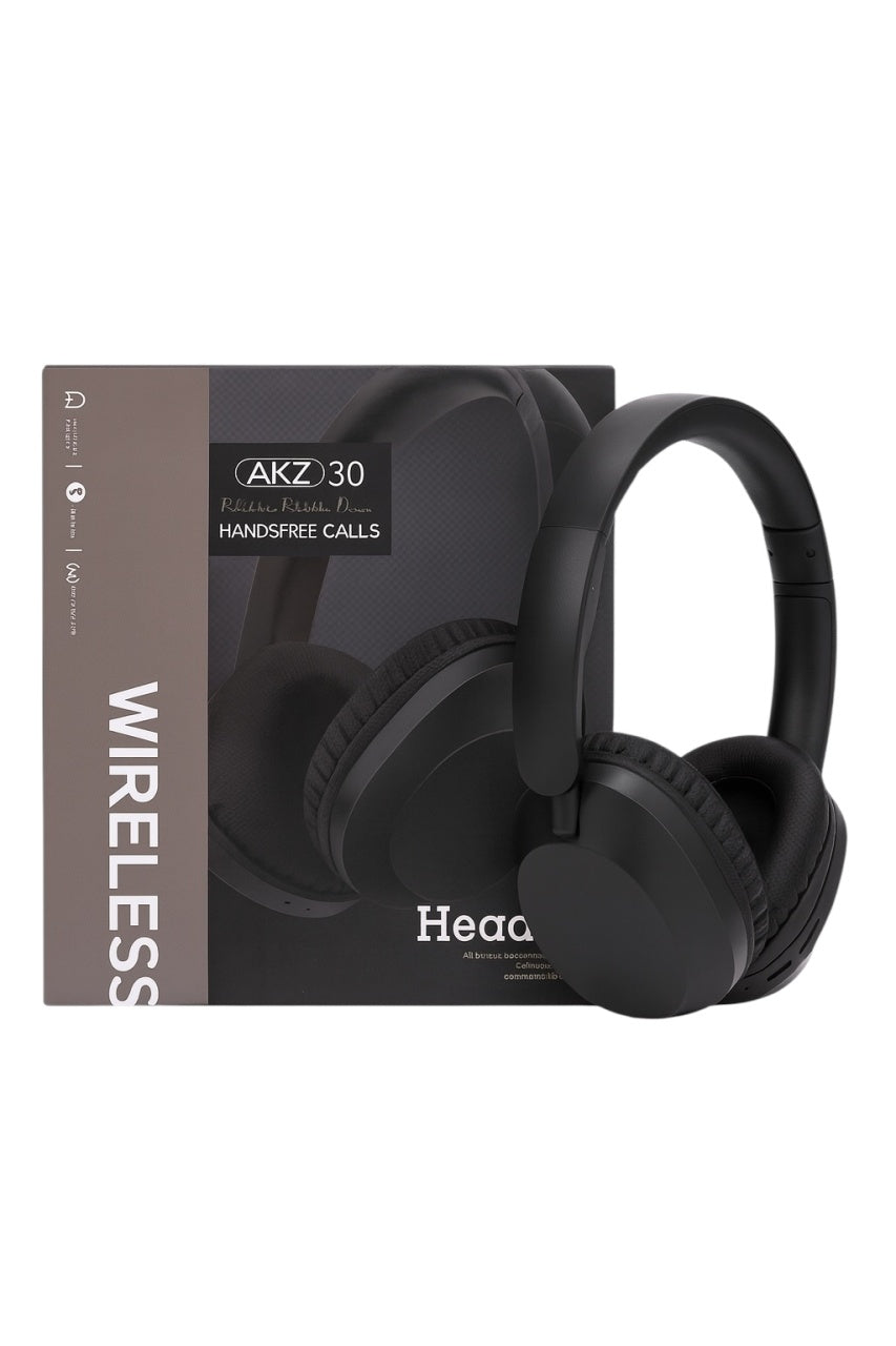Casti Wireless AKZ 30 Over-Ear, Sunet HD, Bass Puternic, Handsfree Calls, Negru