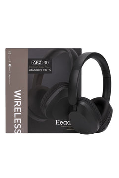 Casti Wireless AKZ 30 Over-Ear, Sunet HD, Bass Puternic, Handsfree Calls, Negru