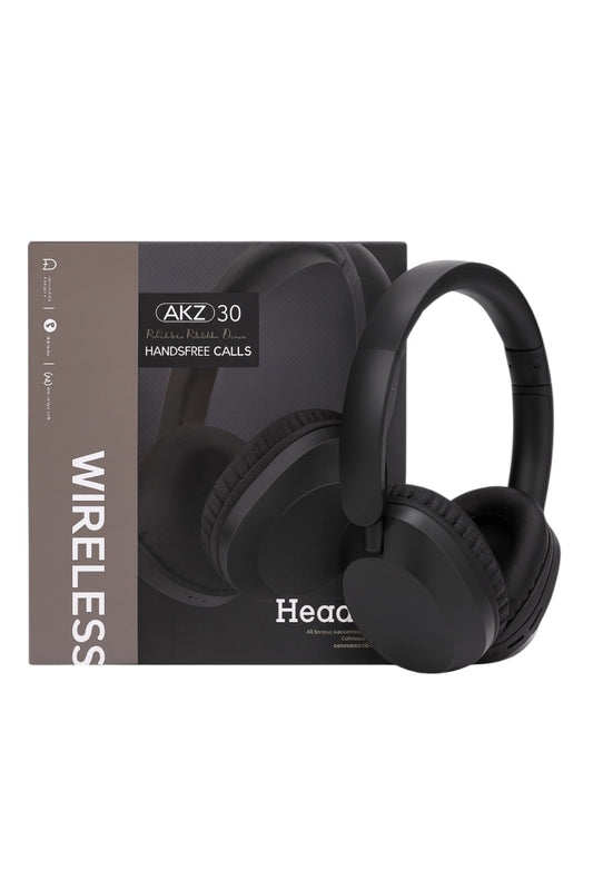 Casti Wireless AKZ 30 Over-Ear, Sunet HD, Bass Puternic, Handsfree Calls, Negru