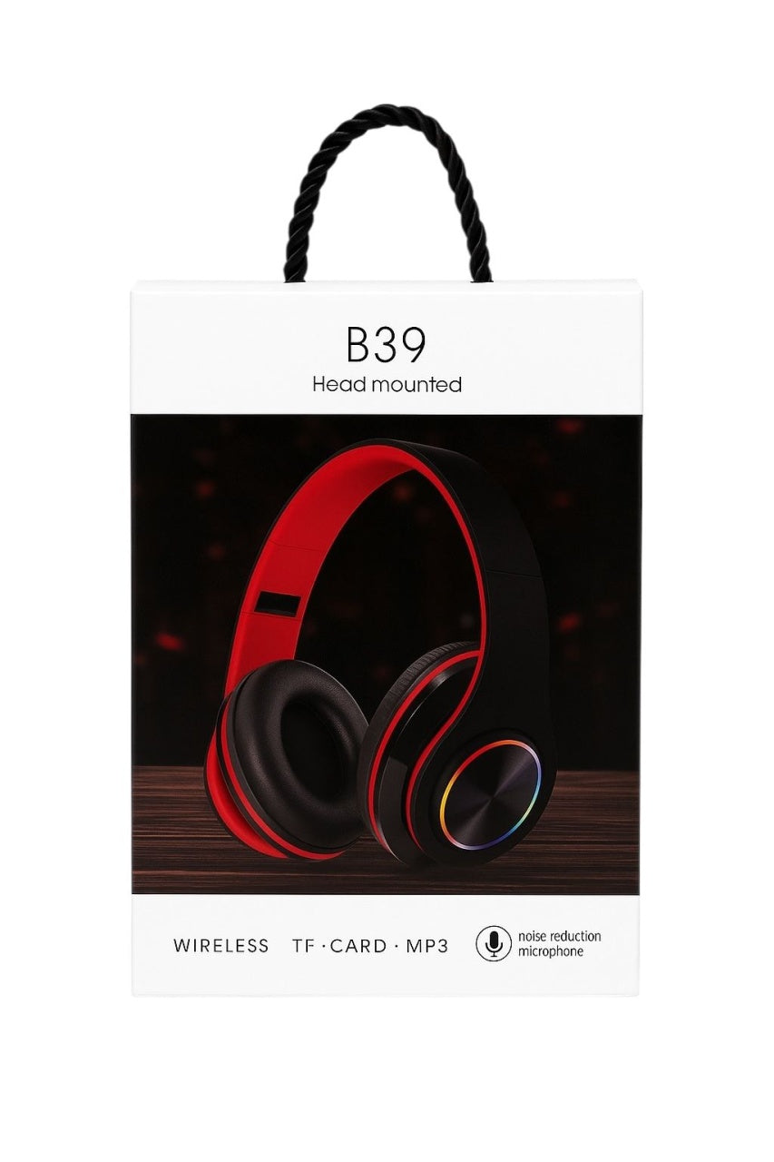 Casti Wireless B39 Rosu Bluetooth 5.0 On-Ear HIFI , Microfon Incorporat Autonomie 6h
