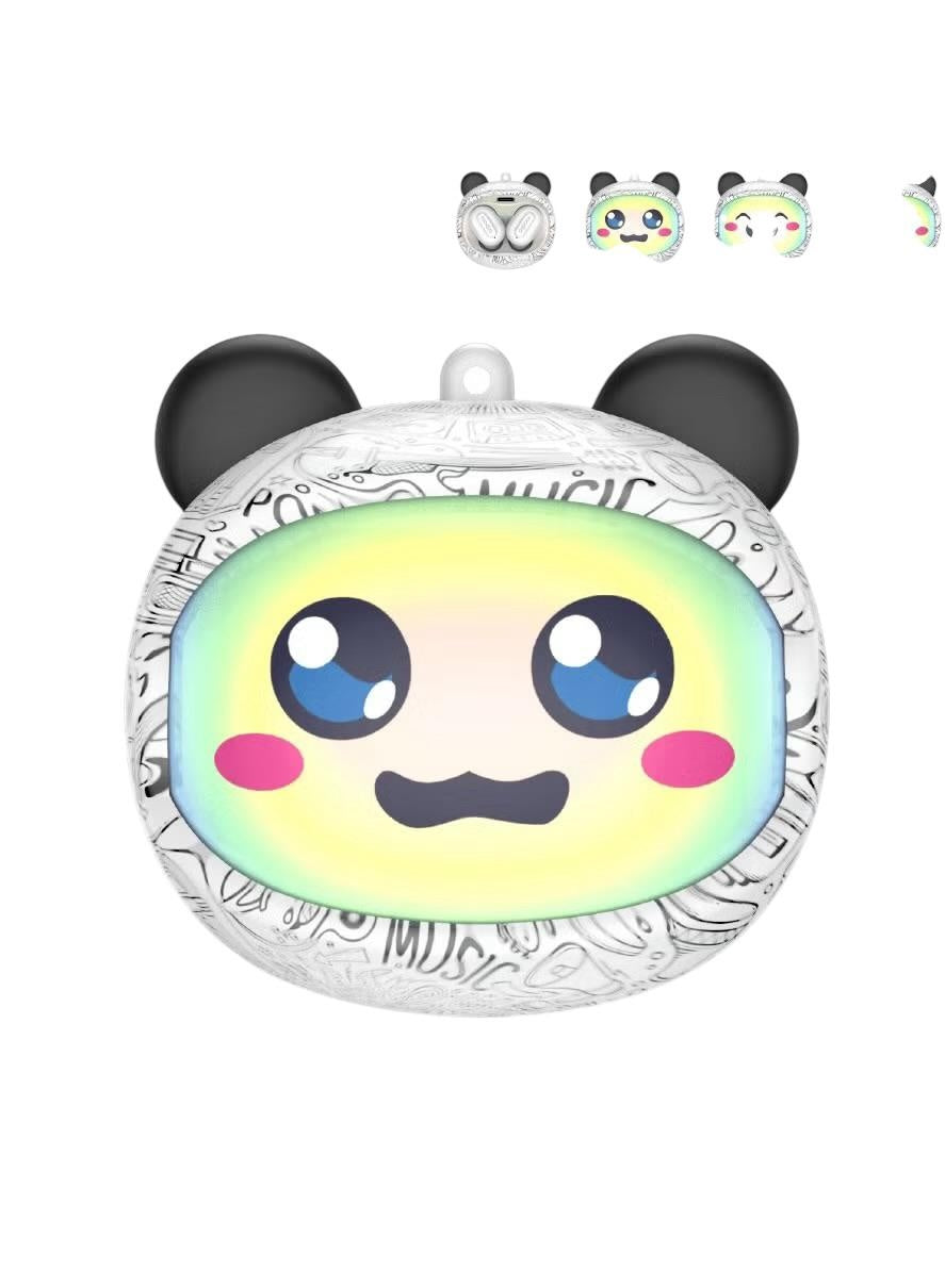 Căști wireless Bluetooth TWS cu carcasă design panda animat, încărcare USB-C, alb