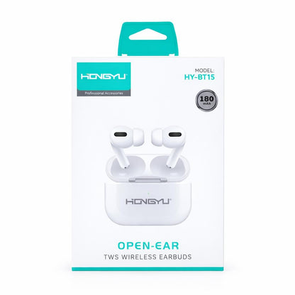 Căști wireless HONGYU Open-Ear TWS din plastic, albe, model HY-1815