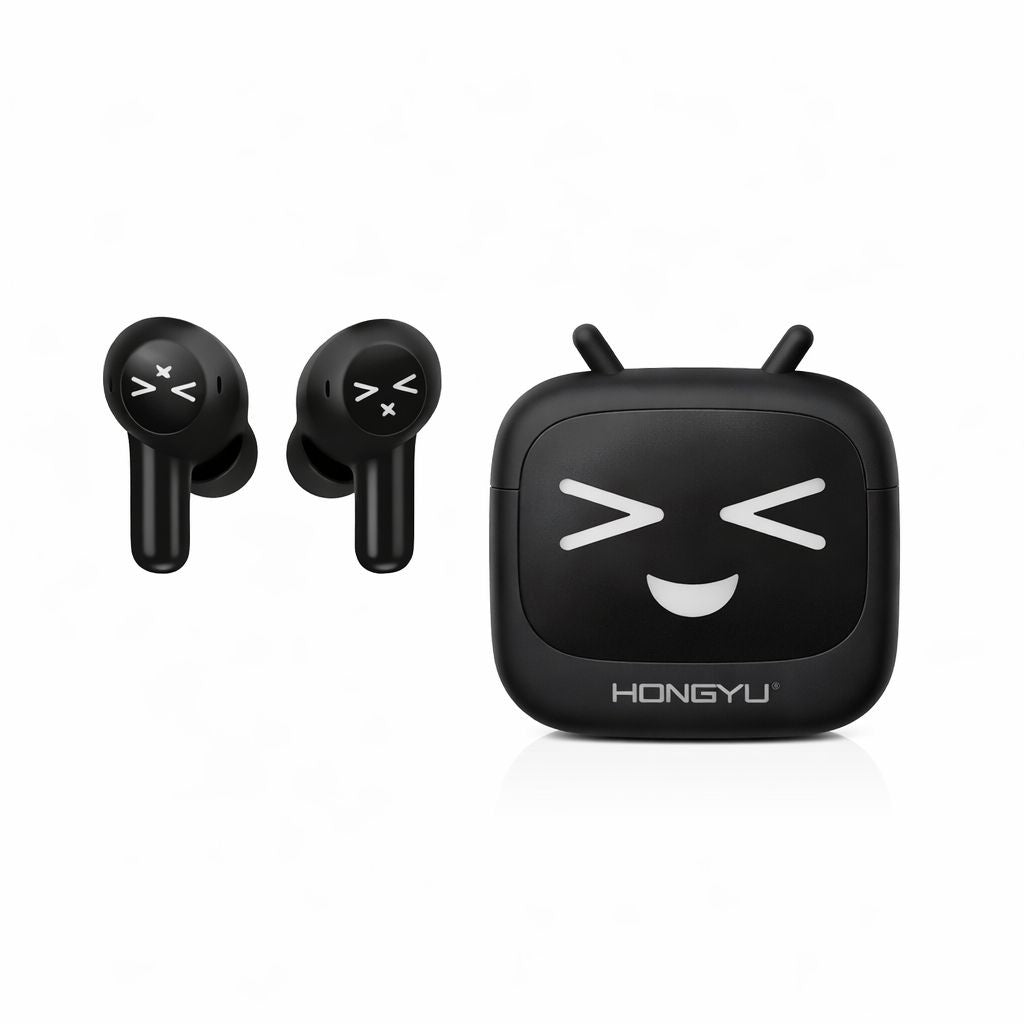Căști wireless Hongyu T18 Bluetooth 5.3 TWS cu carcasă de încărcare și control tactil, negre