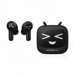 Căști wireless Hongyu T18 Bluetooth 5.3 TWS cu carcasă de încărcare și control tactil, negre