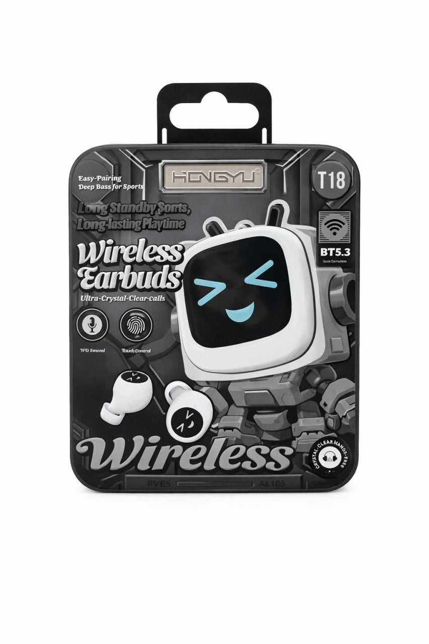 Căști wireless Hongyu T18 Bluetooth 5.3 TWS cu carcasă de încărcare și control tactil, negre