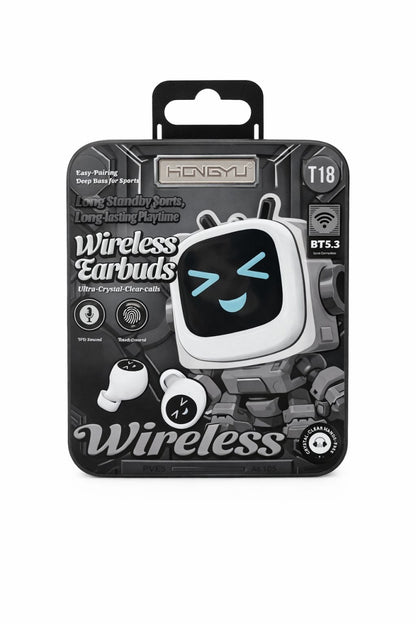 Căști wireless Hongyu T18 Bluetooth 5.3 TWS cu carcasă de încărcare și control tactil, negre