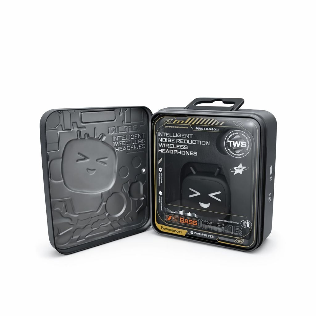 Căști wireless Hongyu T18 Bluetooth 5.3 TWS cu carcasă de încărcare și control tactil, negre