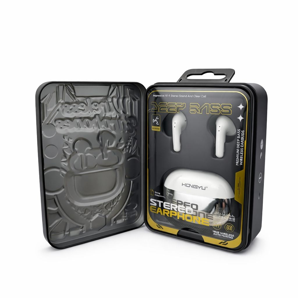 Căști wireless Hongyu T32A Bluetooth 5.3 cu carcasă de încărcare, albe