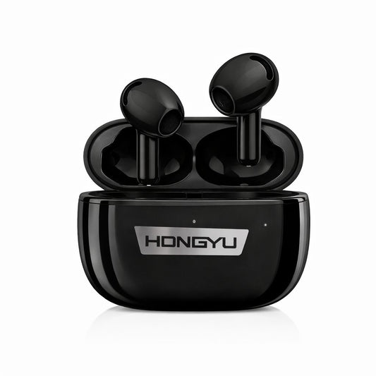Căști wireless Hongyu T32A Bluetooth 5.3 cu carcasă de încărcare, Deep Bass, negre