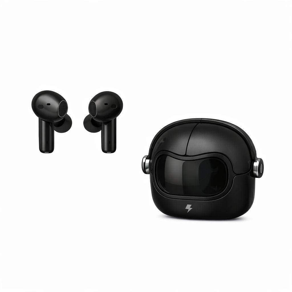 Căști wireless Hongyu T40 TWS Bluetooth cu carcasă astronaut, sunet stereo Hi-Fi și Deep Bass, negre