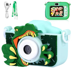 CCamera Foto pentru Copii cu Ecran, Video, Jocuri si Husa Dinozaur, Jucarie Educativa