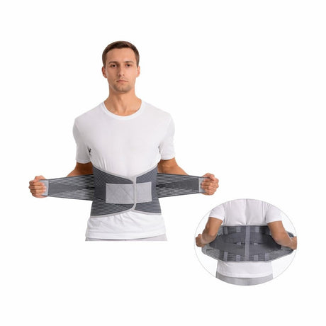 Centură lombară ortopedică, Suport Lombar, Unisex, Culoare Gri, Material Elastic