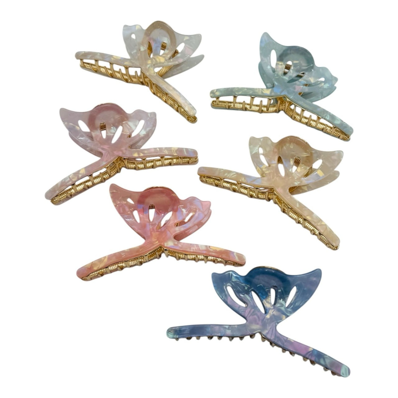 Cleste de Par Mare 12.5cm, Model Fluture, Metal cu Silicon Sidefat, Diverse Culori, Eticheta pentru Expunere