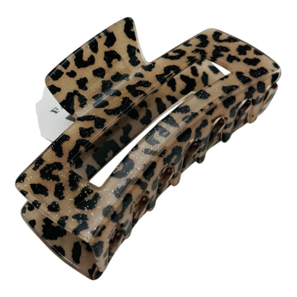 Cleste de Par Mare 9.5cm, Model Dreptunghiular, Animal Print cu Sclipici Fin, Culori Diverse, Cu Eticheta pentru Expunere Accesoriu Stilat