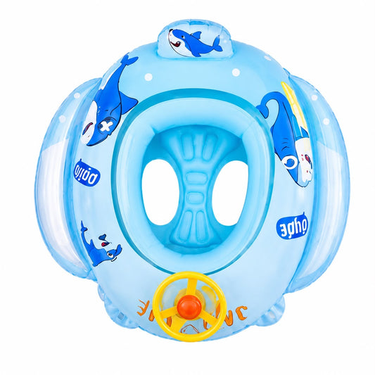 Colac Baby Gonflabil cu Volan și Scaun Integrat, Model Rechin, 1-3 Ani – Colac pentru Bebeluși