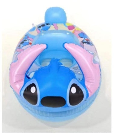 Colac de înot pentru copii cu design albastru și urechi roz, model Stitch