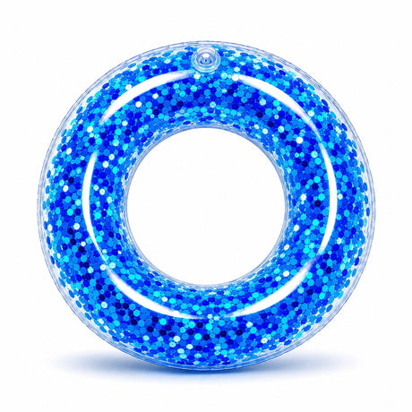 Colac gonflabil albastru 90 cm pentru piscina si plaja, design colorat si distractiv