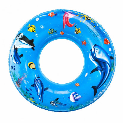 Colac gonflabil copii cu delfini, 100 cm, albastru, pentru piscina si mare